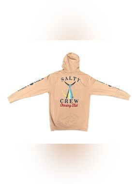 New Men’s Large Salty Crew Beige "Chasing Tail" Pullover Hoodie